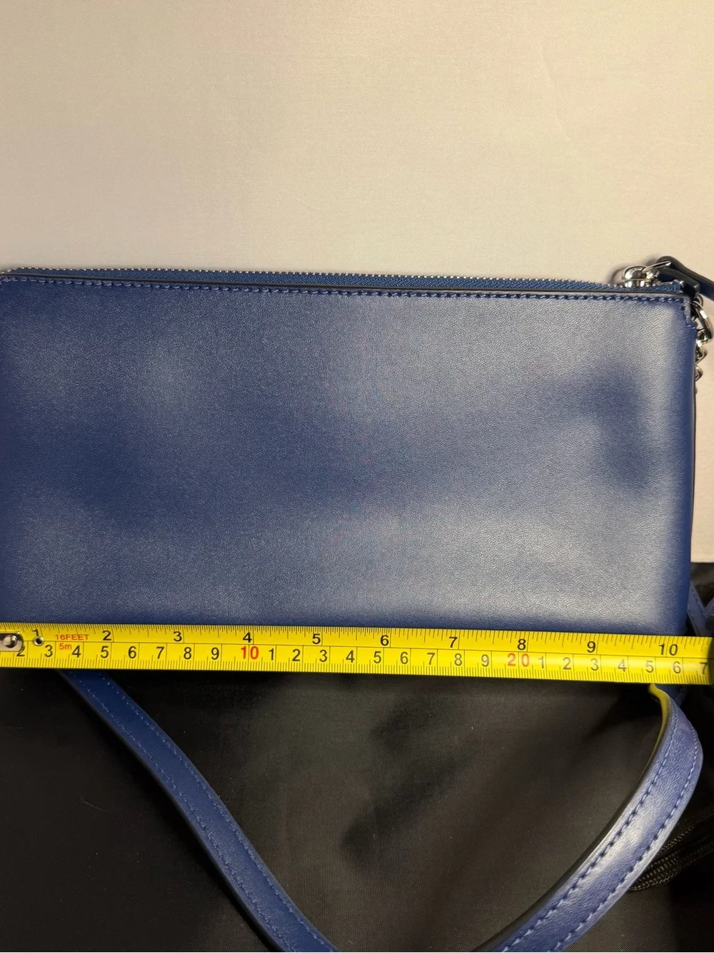 Kate Spade New York Blue Leather Bow Crossbody Shoulder Bag Zip Top Purse